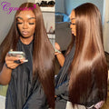 Cynosure Hair 13x4 Chocolate Brown Straight Lace Front Wigs Hd Transparent Lace Frontal Wig Colored Human Hair Wigs For Women