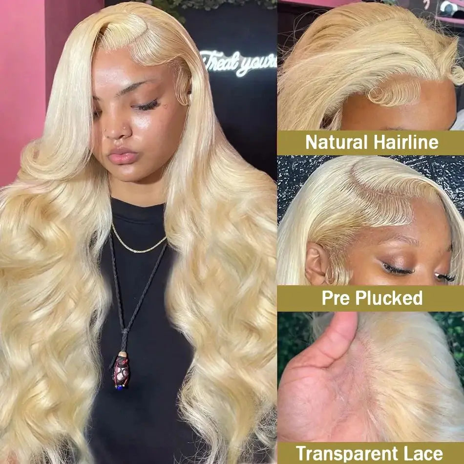 40Inch 613 13x6 Lace Front Wig Human Hair Body Wave Blonde Wig Human Hair 613 HD Transparent Blonde Lace Front Wigs Pre Plucked