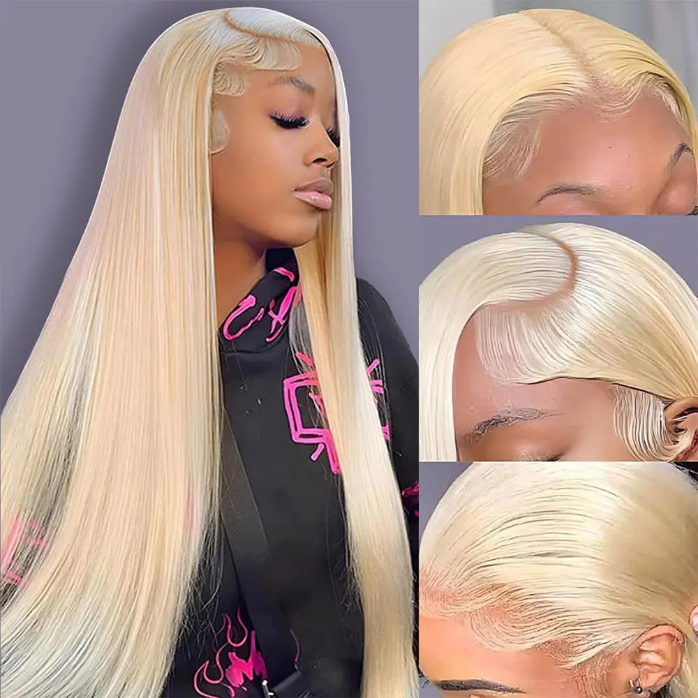 613 Blonde 13x6 HD Lace Frontal Human Hair Wigs 613 Lace Front Wigs For Women 40 Inch Long Straight Human Hair Wigs Can Be Dyed