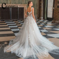 CHANDELA Stylish Appliques Wedding Dress for Bride Sleeveless A-line Tulle Pleats Zipper Vestidos Para Mujer Customised