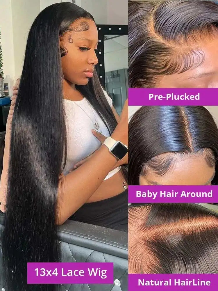 40 42 Inch Straight Human Hair Wigs 13X4 13X6 HD Lace Frontal Human Hair Wigs 5X5 Glueless Bone Straight Lace Front Wigs
