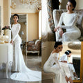 Mermaid Wedding Dresses Lace Appliqued Beaded Berta Sweep Train Boho Wedding Dress Bridal Gowns Plus Size Sleeves customized