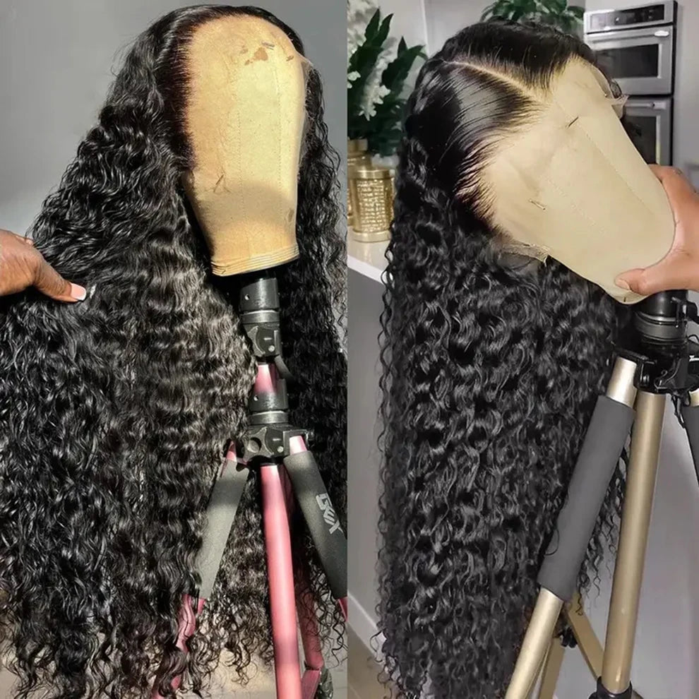 Deep Wave 13x6 HD Lace Frontal Wig Brazilian Curly Glueless Wigs Human Hair For Black Women Pre Plucked Wet An Wavy Human Hair