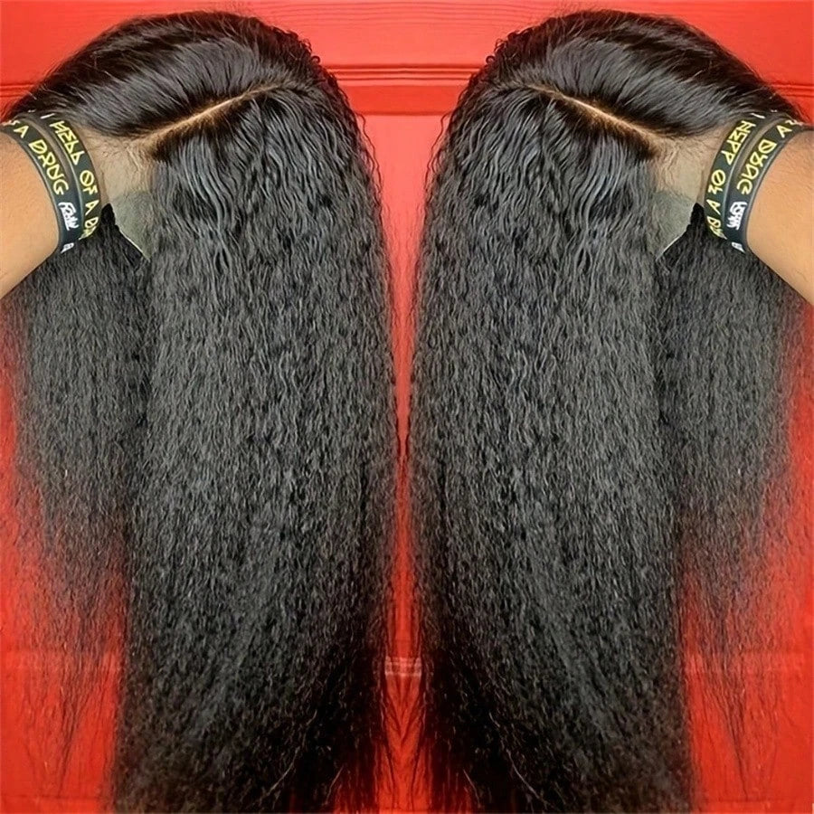 13x4 Kinky Straight HD Lace Front Human Hair Wigs Kinky Straight 360 Full Lace Frontal Wigs For Women Pre Plucked 250 Density