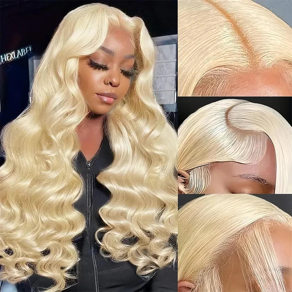 40Inch 613 13x6 Lace Front Wig Human Hair Body Wave Blonde Wig Human Hair 613 HD Transparent Blonde Lace Front Wigs Pre Plucked