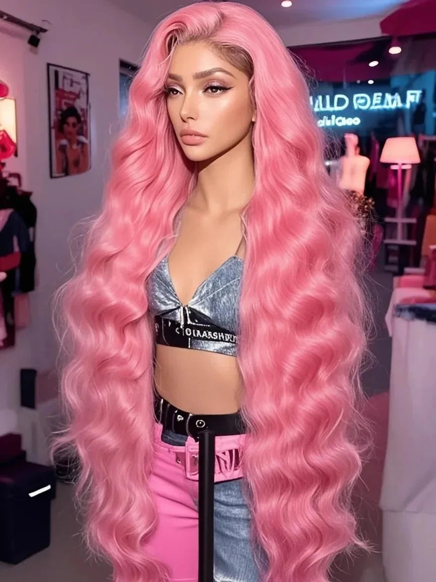Body Wave Pink Colored Wigs Human Hair HD Lace Frontal Wigs 13X4 13X6 Pre Plucked Natural Hairline Soft Bouncy Lace Front Wigs