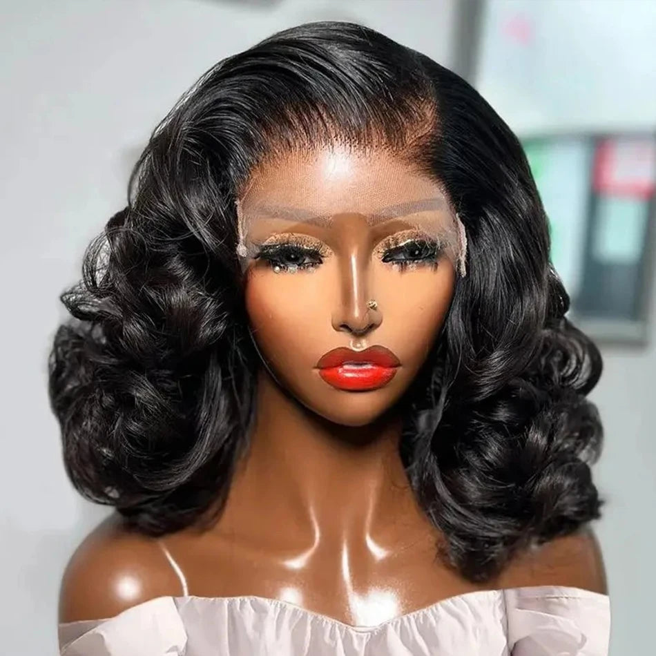 250% Density  14-22Inch 100% Vietname Loose Wave Wig 13x4 Frontal Bouncy Wave Wig with Human Hair Natural Black For Black Women