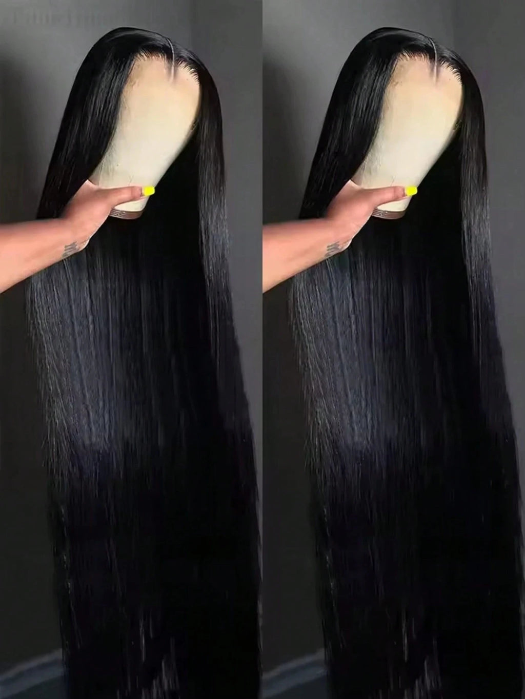 Brazilian Straight Human Hair 13x4 Transparent Swiss Lace Front Wigs Pre Plucked Baby Hair 250% Density Natural Black In Stock
