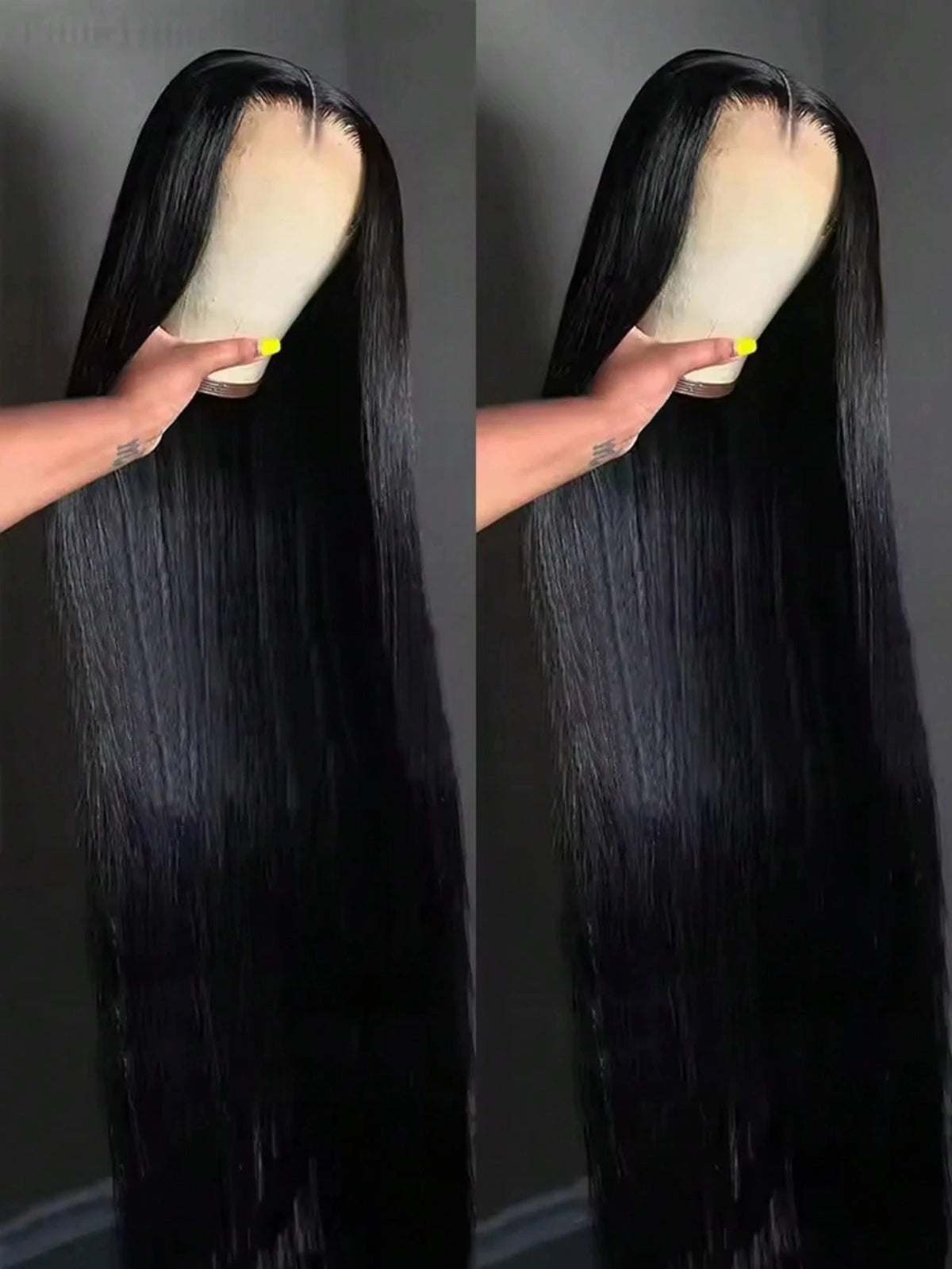 Brazilian Straight Human Hair 13x4 Transparent Swiss Lace Front Wigs Pre Plucked Baby Hair 250% Density Natural Black In Stock