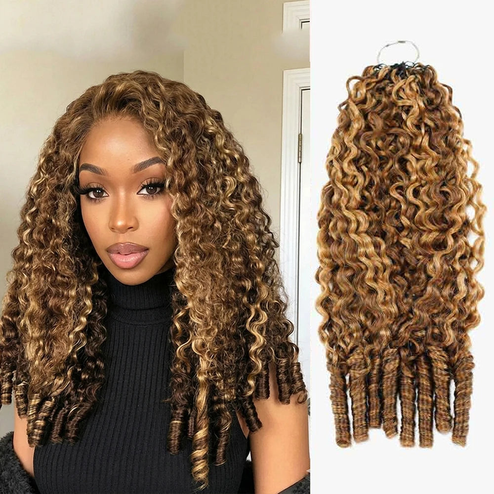 Highlight Miracle Knots Feathered Crochet Human Hair Burmese Curly 100% Raw Human Hair Extensions Colored Crochet Human Hair
