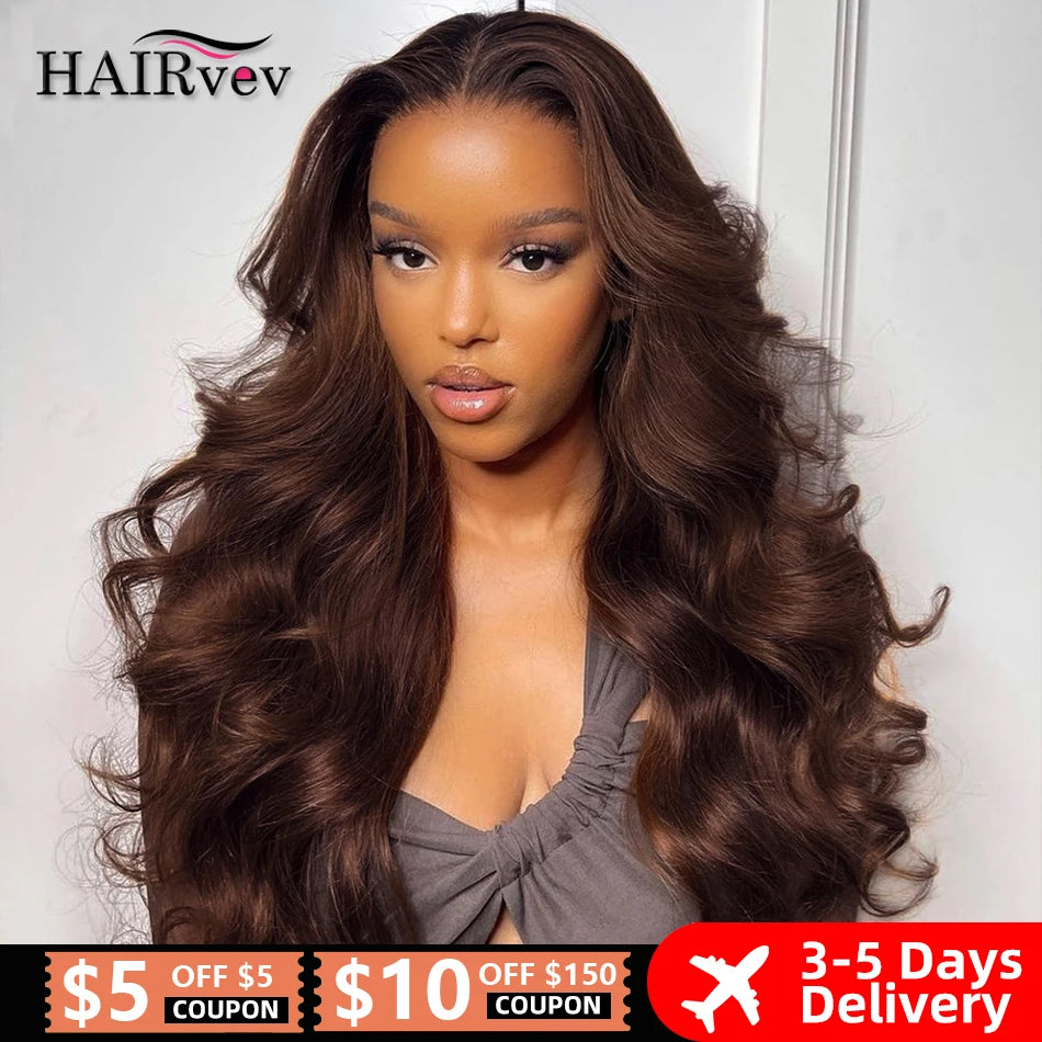 13x4 Brown Lace Front Wig Female Brazilian Body Wave Human Hair Wigs For Women Glueless Chocolate Brown 13x6 Hd Lace Frontal Wig
