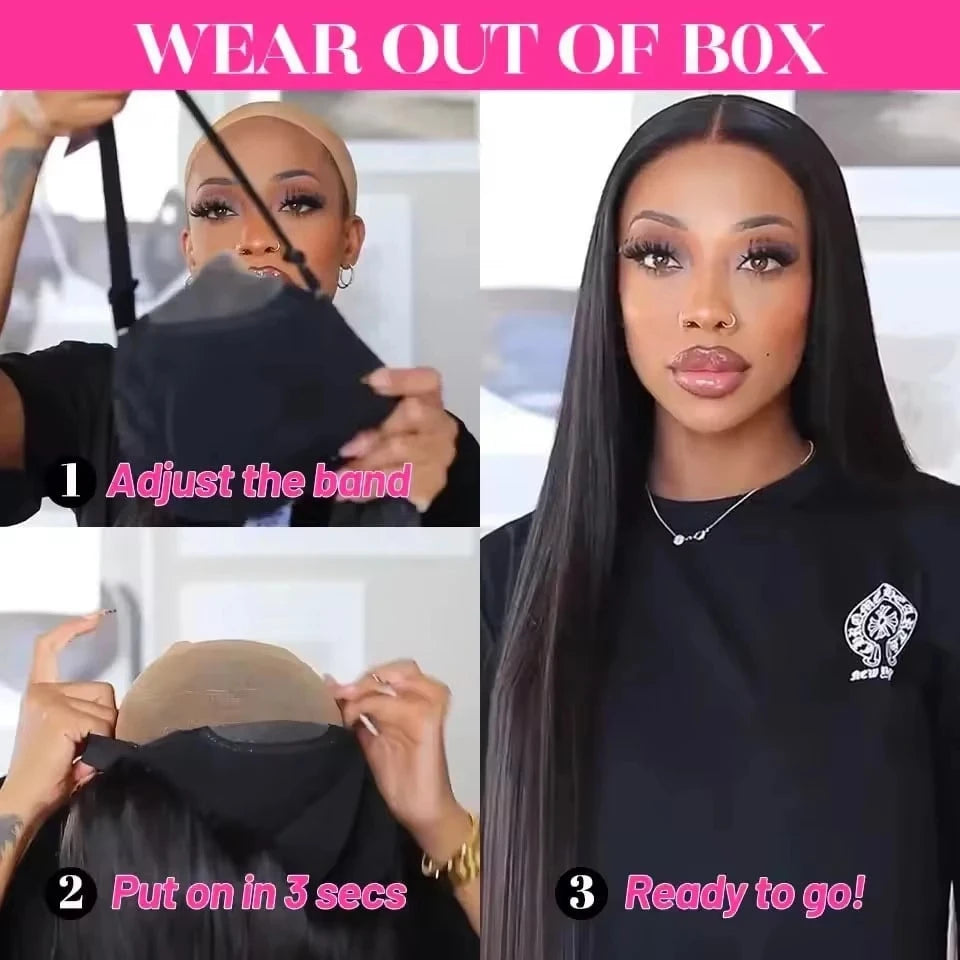 Brazilian Straight Human Hair 13x4 Transparent Swiss Lace Front Wigs Pre Plucked Baby Hair 250% Density Natural Black In Stock