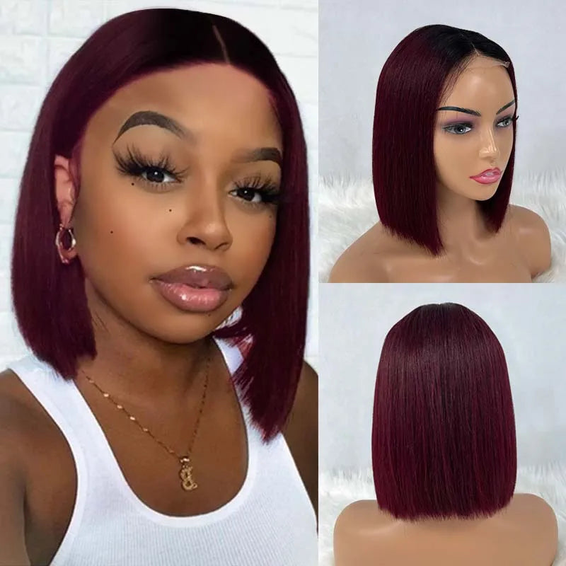 SDD Double Drawn Bone Straight 2x6 Lace Closure Bob Wigs 100% Vietname Human Hair Wig Nature Black 200% Density For Black Women