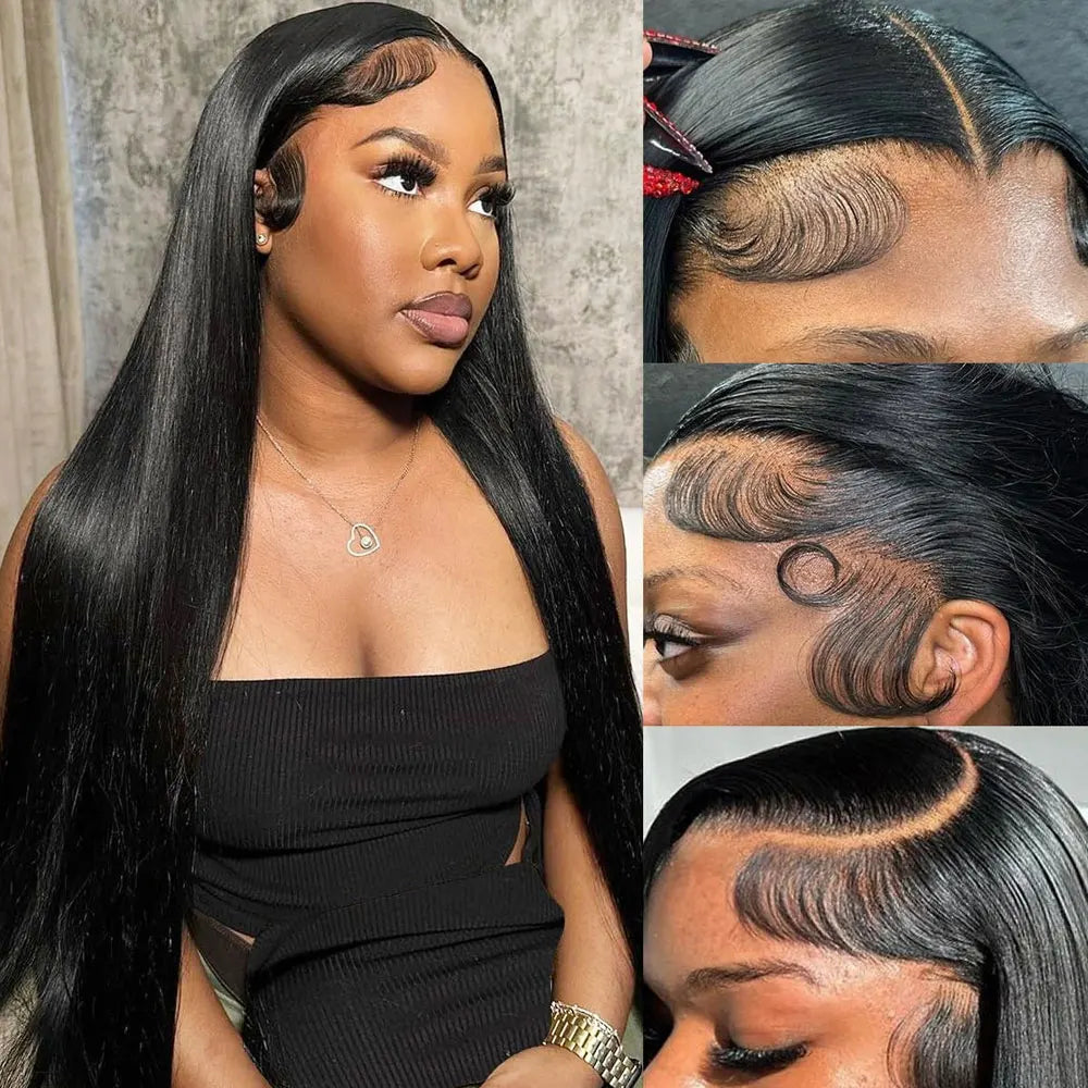 30 40 Inch Straight Human Hair Wigs 13x6 HD Lace Frontal Wigs Brazilian Bone Straight Lace Frontal Human Hair Wigs For Women