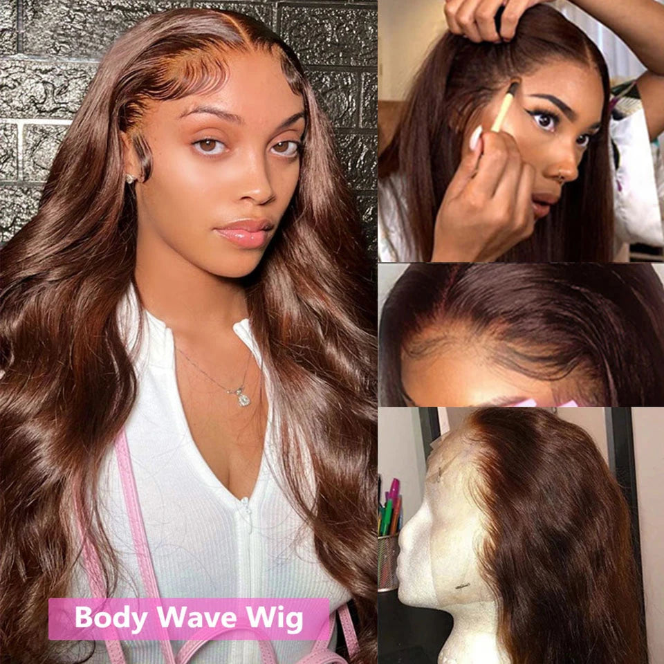 13x4 Brown Lace Front Wig Female Brazilian Body Wave Human Hair Wigs For Women Glueless Chocolate Brown 13x6 Hd Lace Frontal Wig