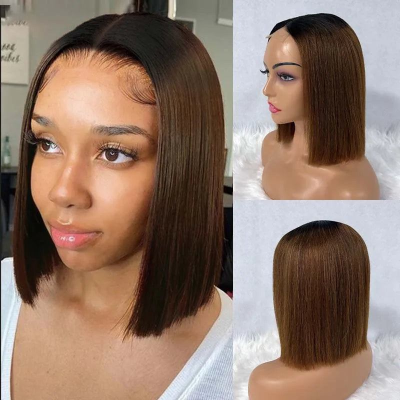 SDD Double Drawn Bone Straight 2x6 Lace Closure Bob Wigs 100% Vietname Human Hair Wig Nature Black 200% Density For Black Women